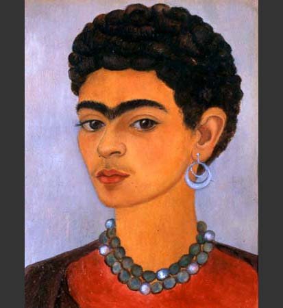 Frida Kahlo Self Portrait with Curly Hair